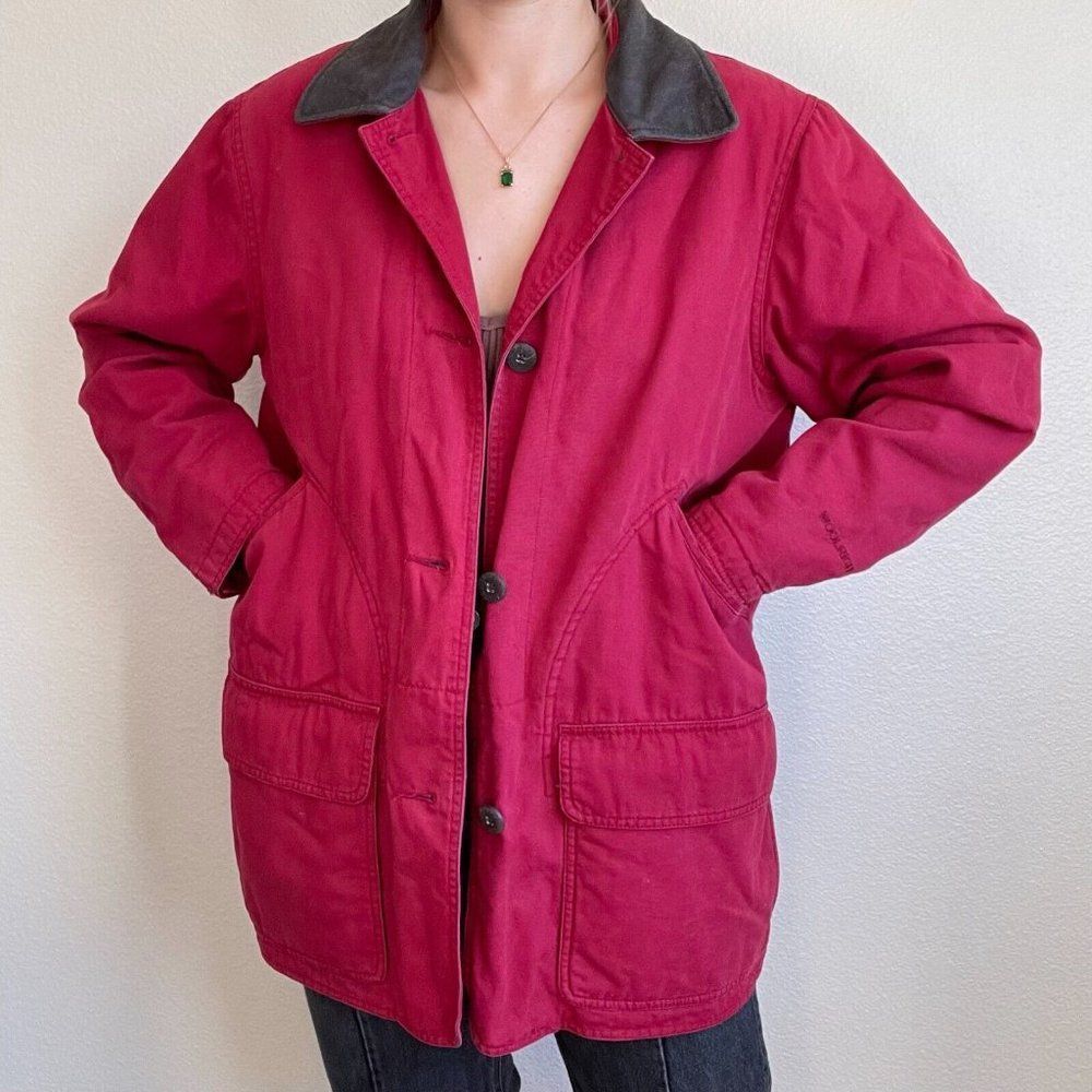 Woolrich Womens Blanket Lined Red Chore Work Jacket Coat Sz M